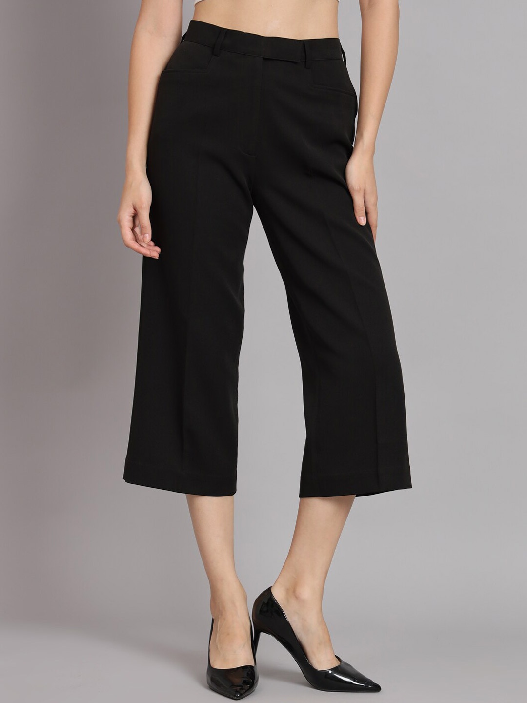 

PowerSutra Women Mid-Rise Culottes Trousers, Black
