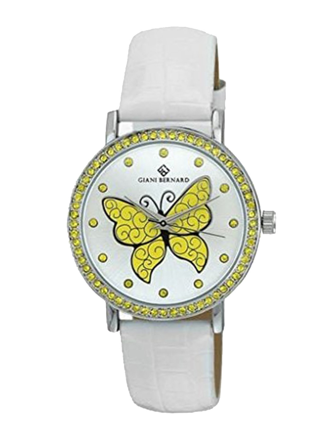 

Giani Bernard Women Patterned Dial & Leather Textured Straps Analogue Watch GBL-04B, White