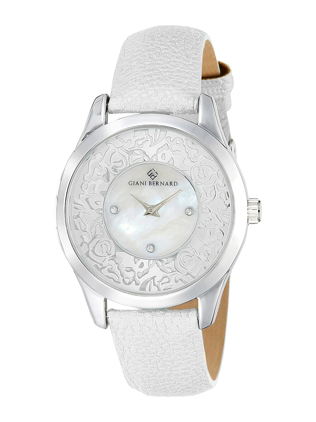 

Giani Bernard Women Embellished Dial & Leather Straps Analogue Watch GBL-01D, Silver