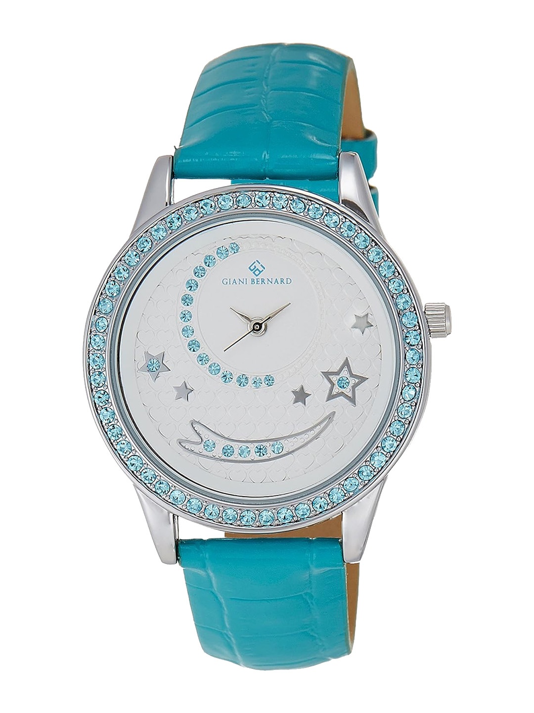 

Giani Bernard Women Embellished Leather Straps Analogue Watch GBL-02H, Turquoise blue
