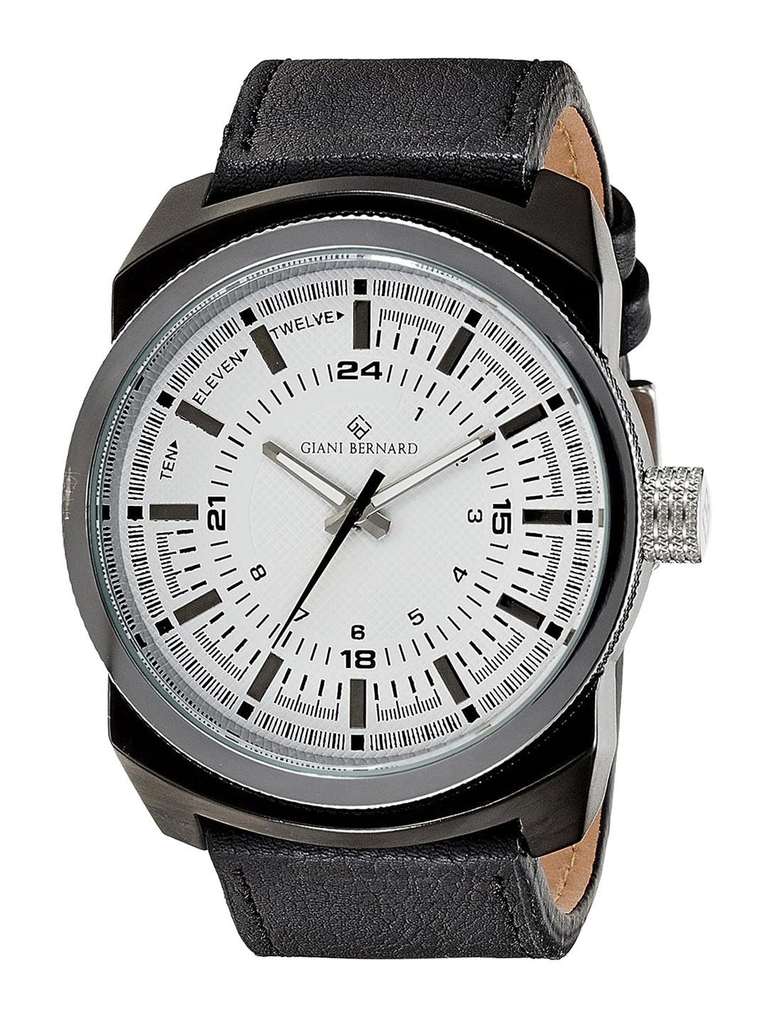 

Giani Bernard Men Leather Textured Straps Analogue Watch GB-111C, Silver