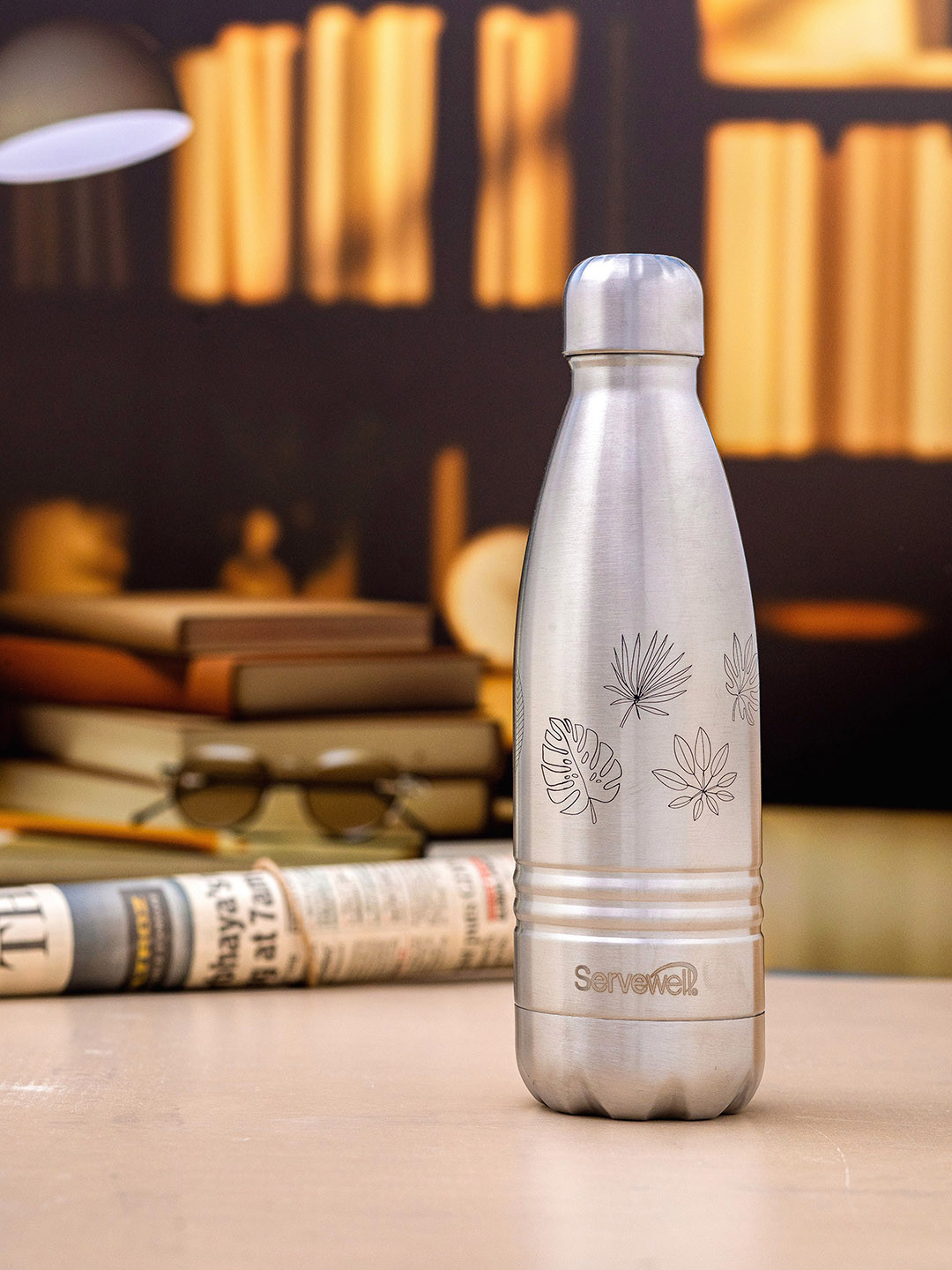 

Servewell Indus Vacuum Sports Printed Stainless Steel Water Bottle 750 ml