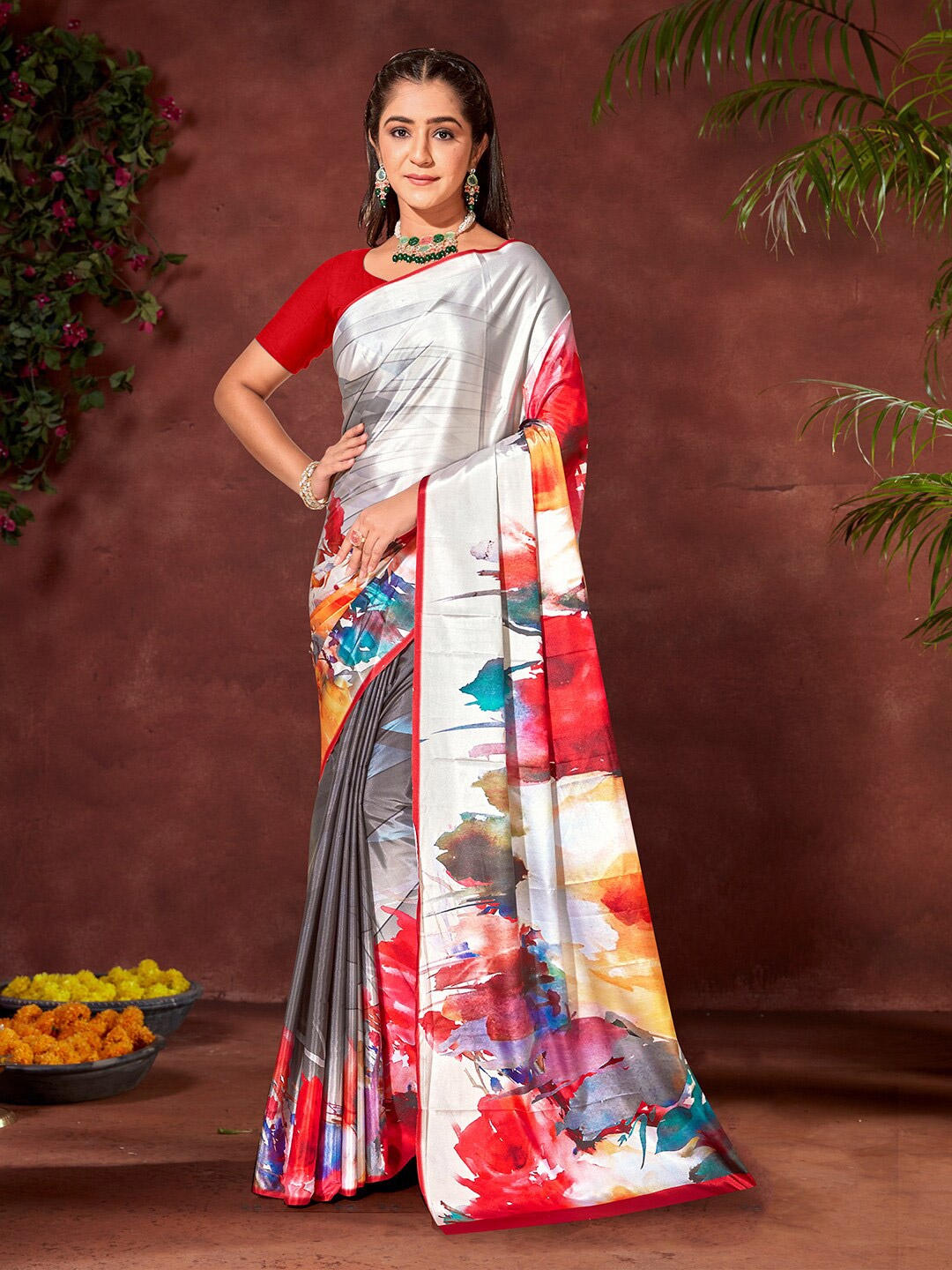 

Anouk Abstract Printed Art Silk Saree, White