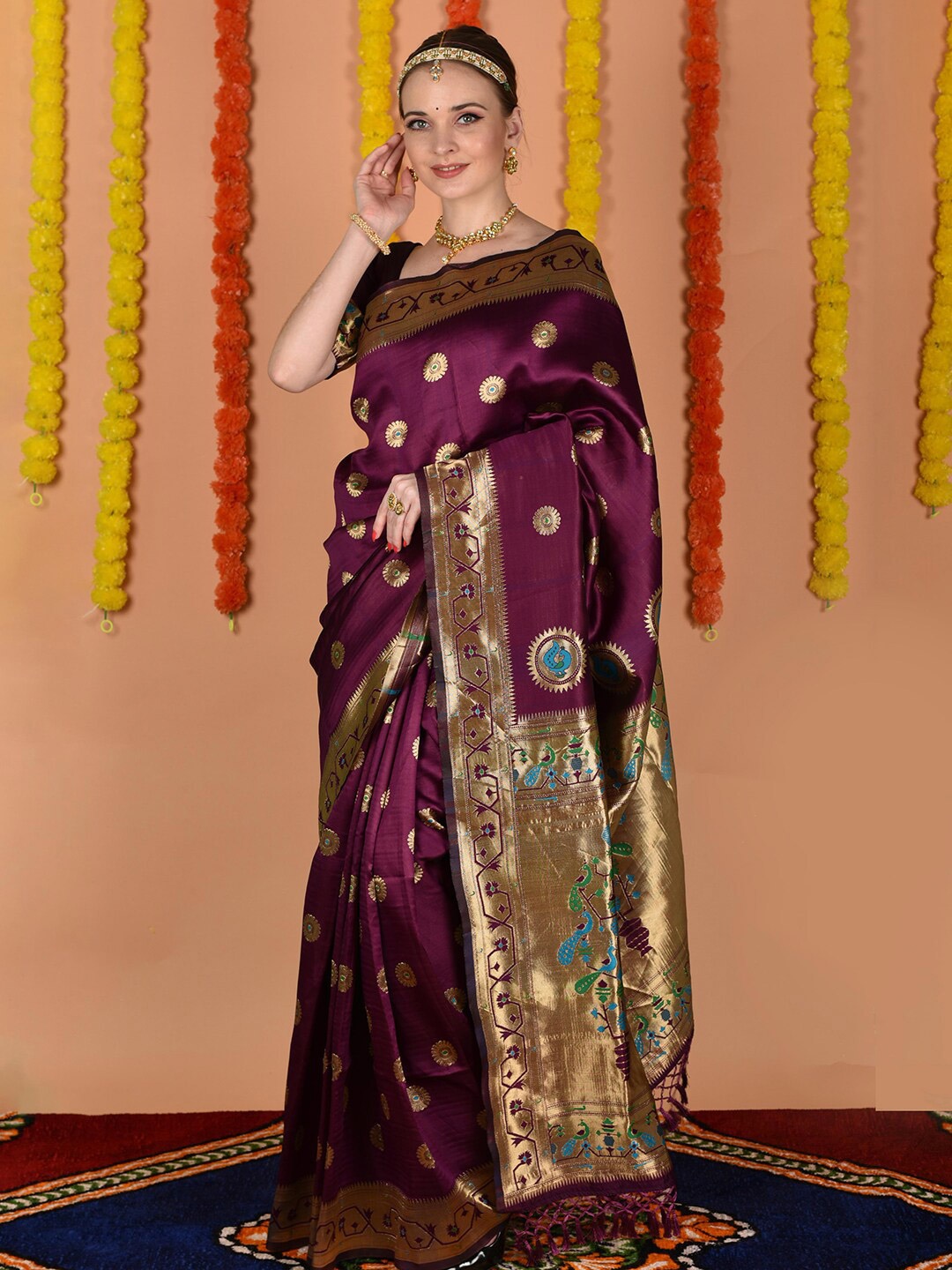 

Anouk Ethnic Motifs Woven Design Zari Art Silk Saree, Maroon