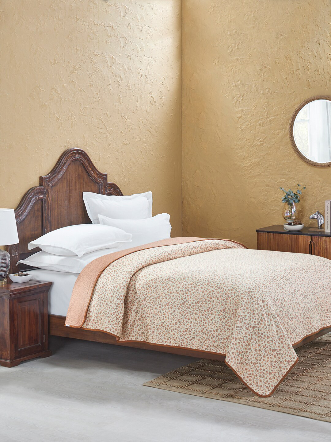

MYTRIDENT Brown Floral AC Room Double Bed Dohar
