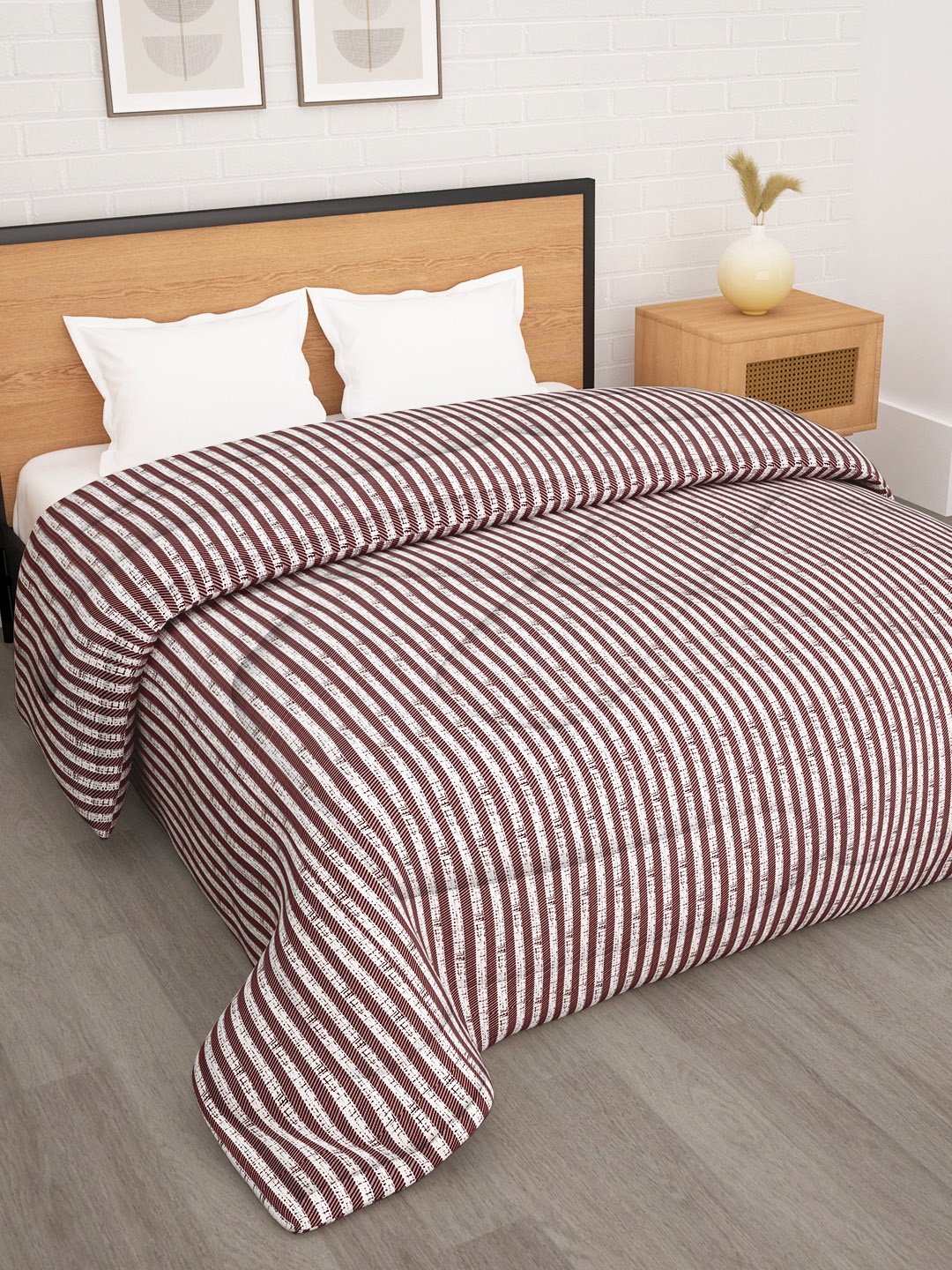 

Story@home Striped Ac Room 180GSM Reversible Double Bed Comforter, Maroon