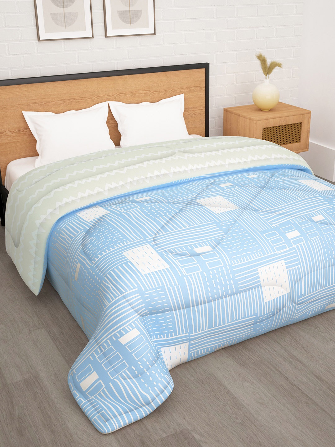 

Story@home 180 GSM Ac Room Double Bed Reversible Comforter, Blue