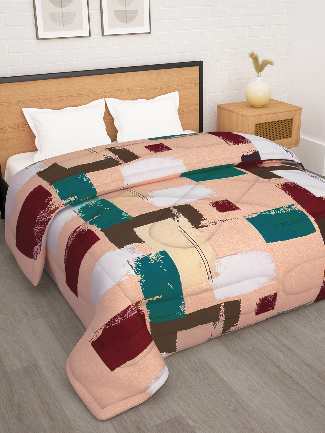 

Story@home Printed 180 GSM Reversible Ac Room Double Bed Comforter, Peach