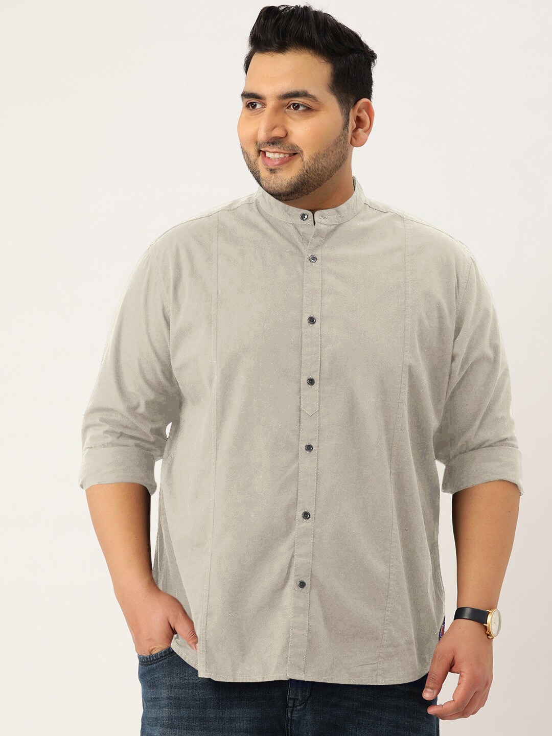 

IVOC Plus Plus Size Pure Cotton Casual Shirt, Grey