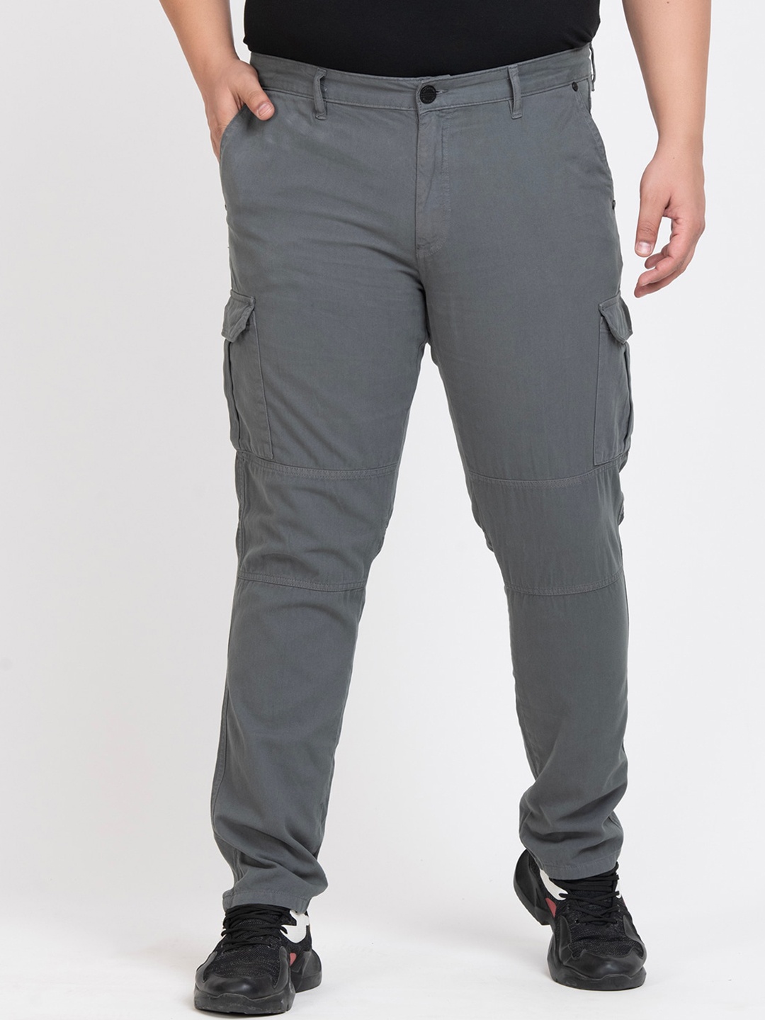 

IVOC Plus Size Men Mid-Rise Cotton Cargos, Grey