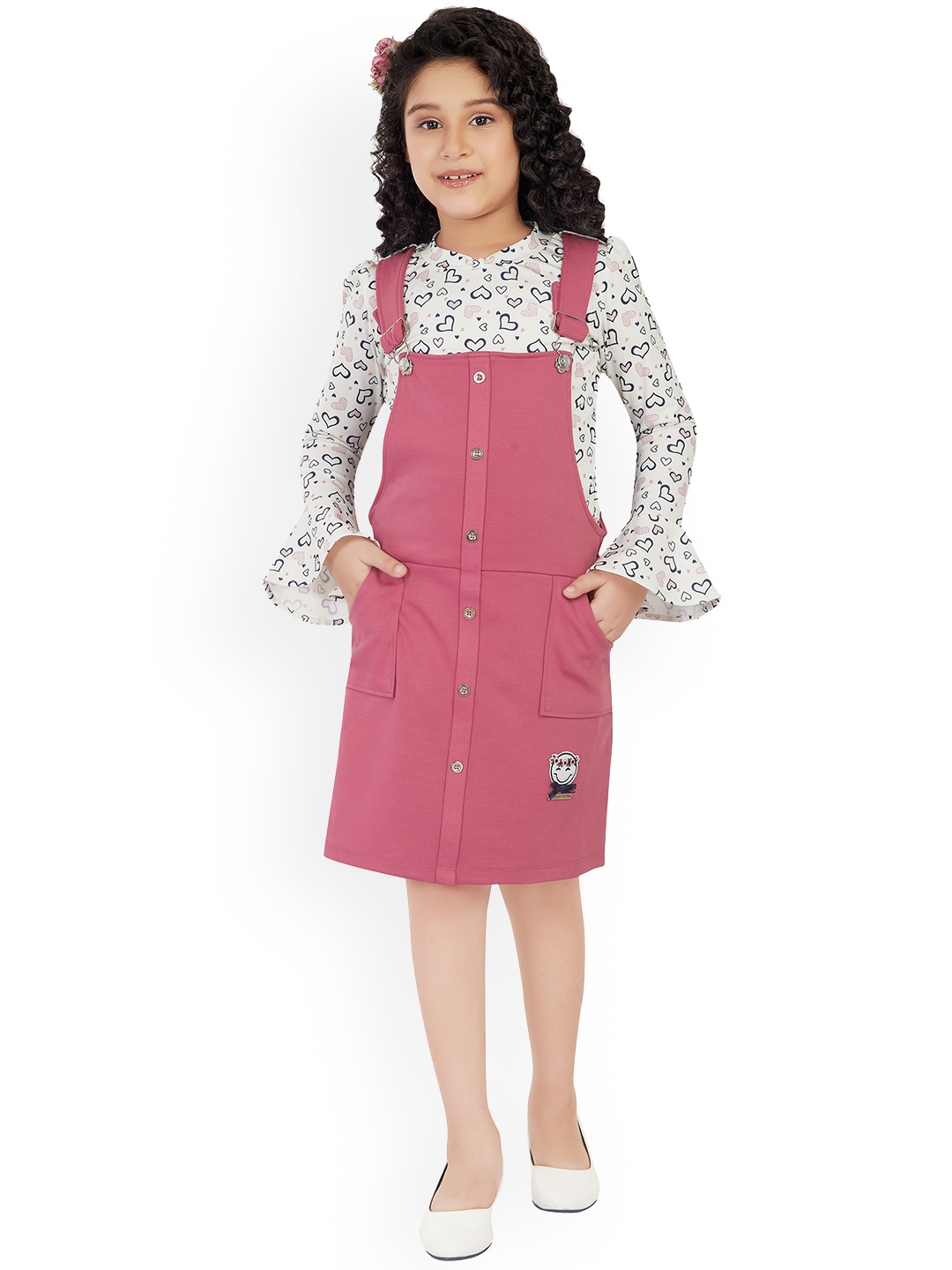 

Peppermint Girls Knee Length Dungaree, Pink