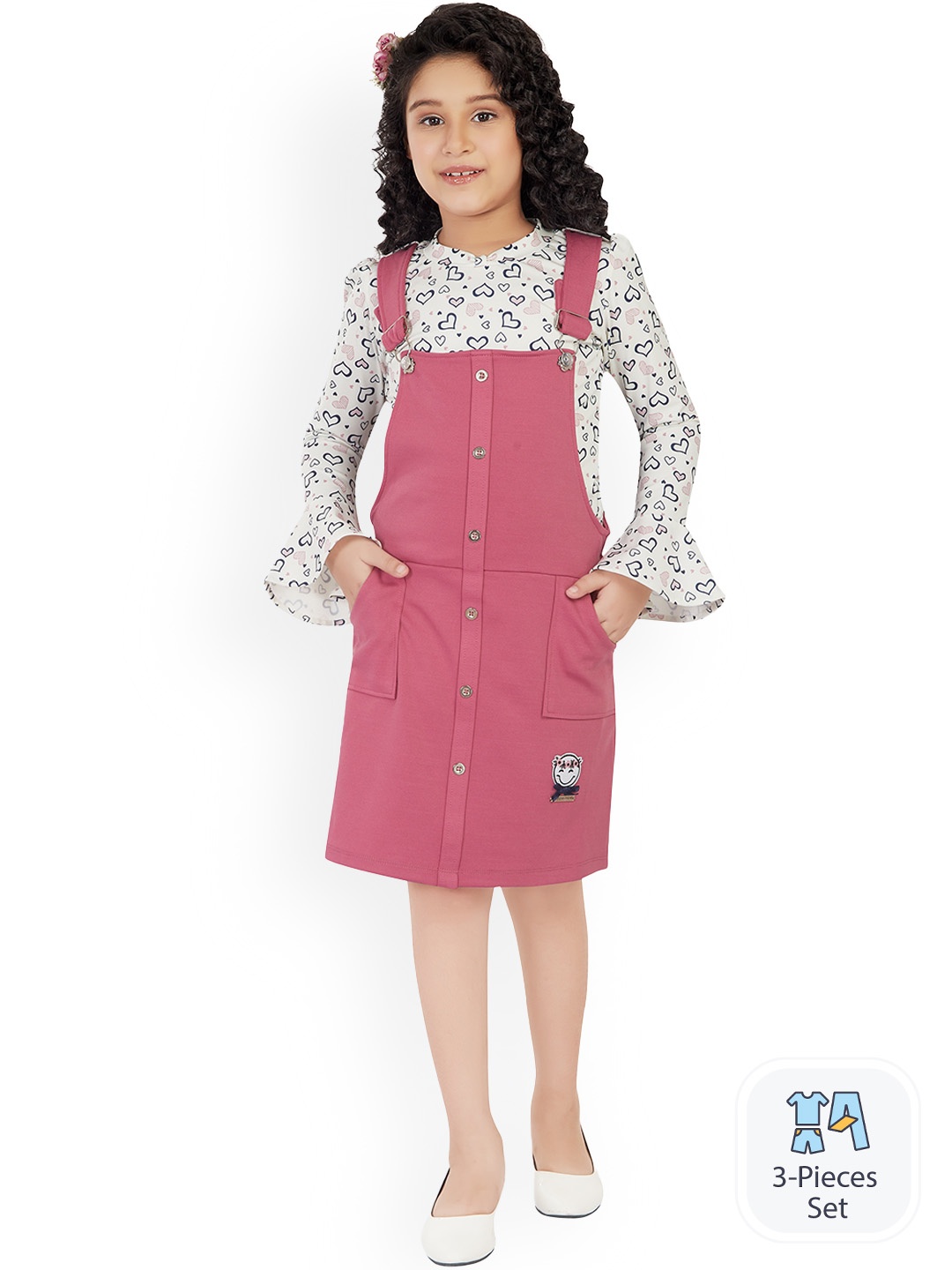 

Peppermint Girls Knee Length Dungaree, Pink
