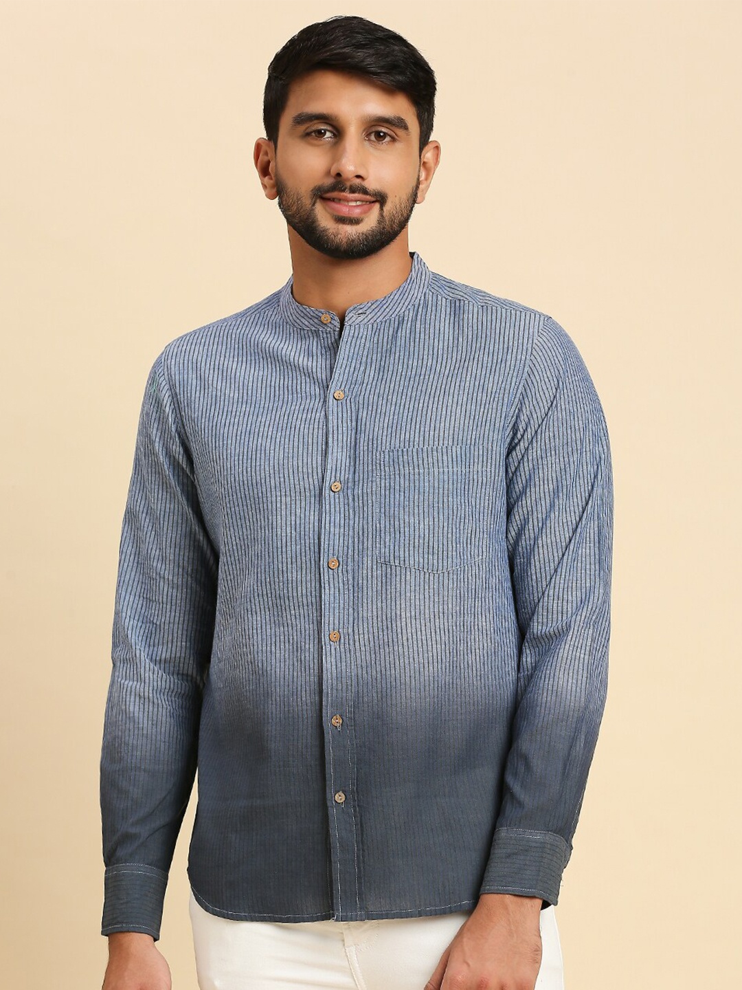 

Anubhutee Vertical Striped Casual Pure Cotton Casual Shirt, Grey