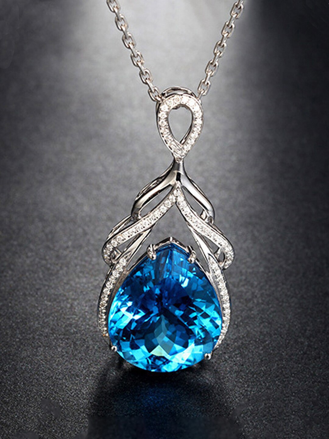 

Designs & You Silver-Plated AD Studded Teardrop Shape Pendant