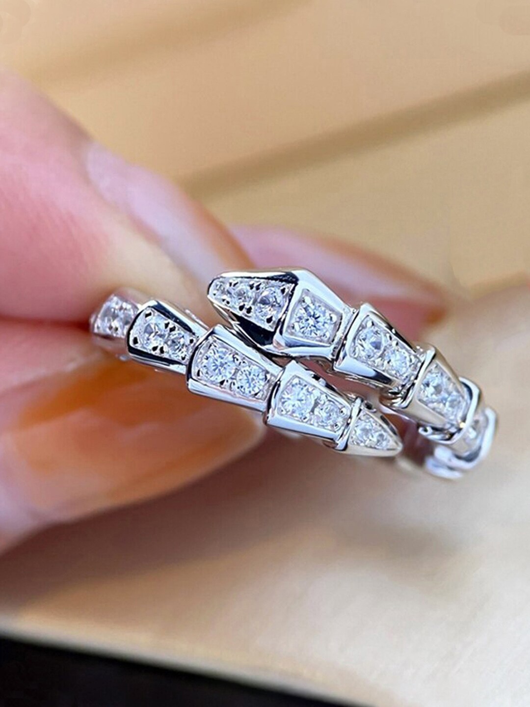 

Designs & You Silver-Plated AD Studded Finger Ring