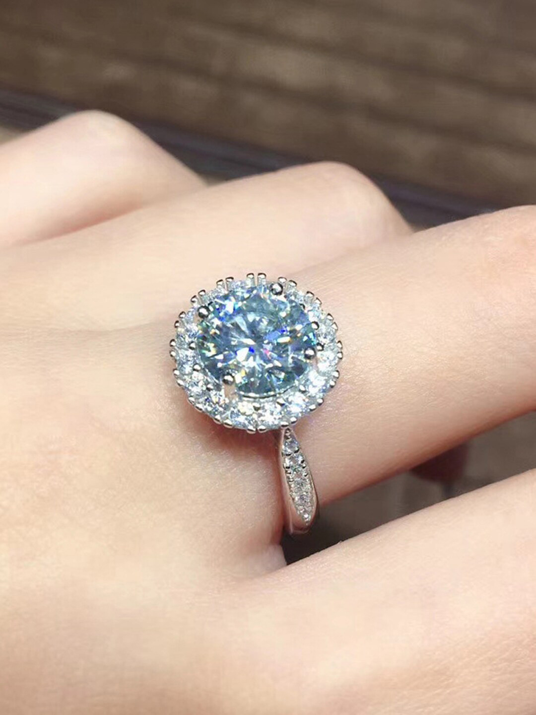 

Designs & You Silver Plated American Diamond Crushed Ice Cut Geometrical Finger Ring
