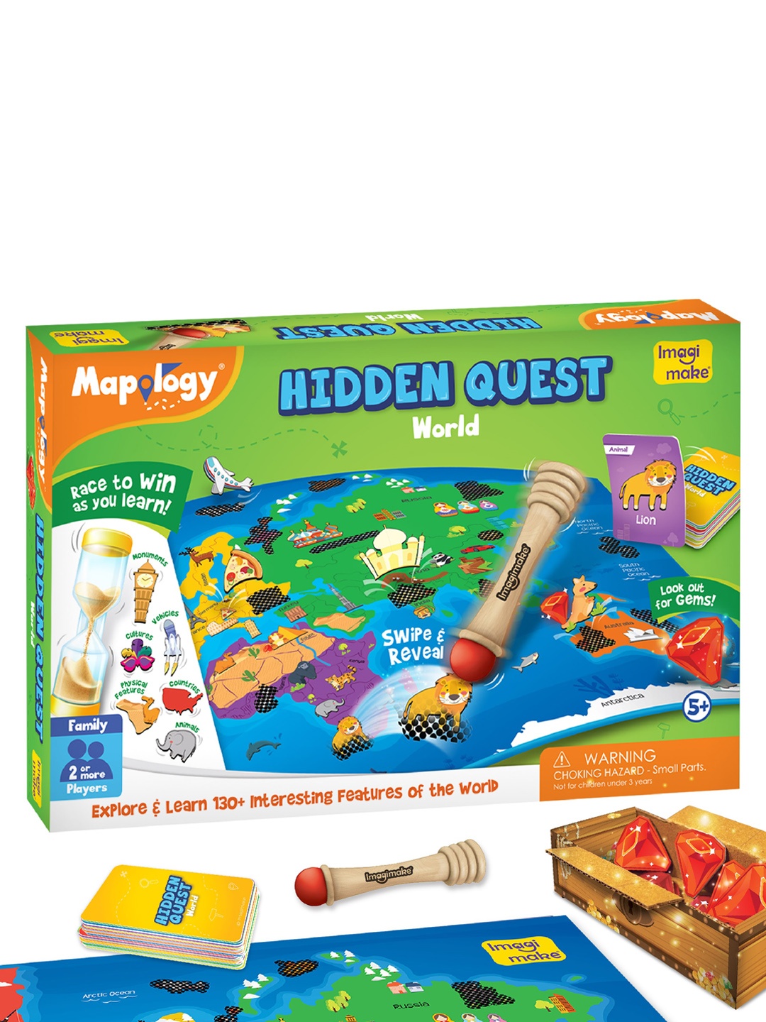 

Imagimake Kids Mapology Hidden Quest World Map Activity Toys and Games, Multi