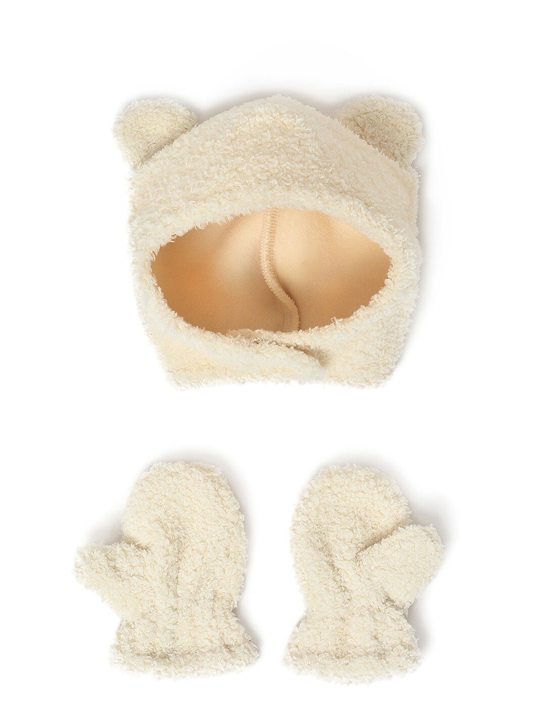 

MiArcus Kids Beanie Caps With Gloves, Cream