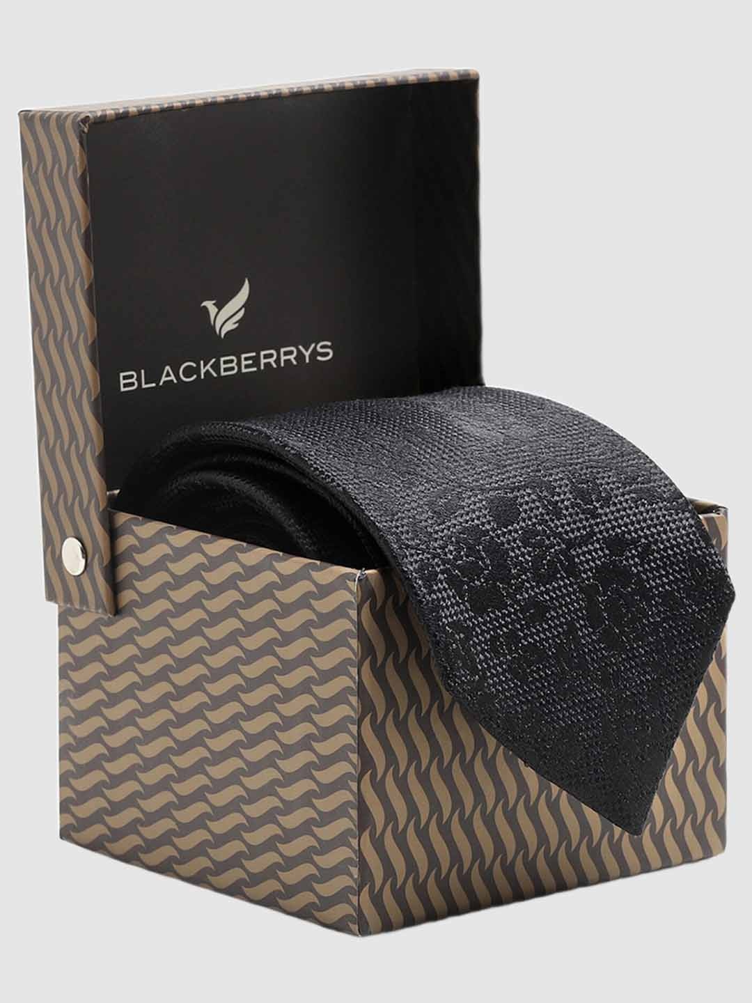 

Blackberrys Woven Design Silk Broad Tie, Black