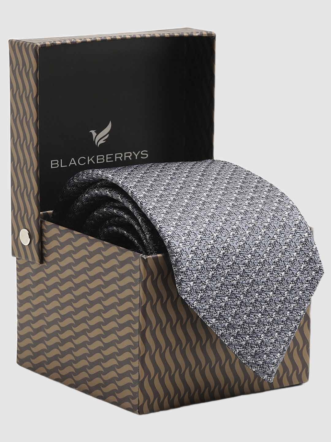 

Blackberrys Men Jacquard Pure Silk Tie, Grey