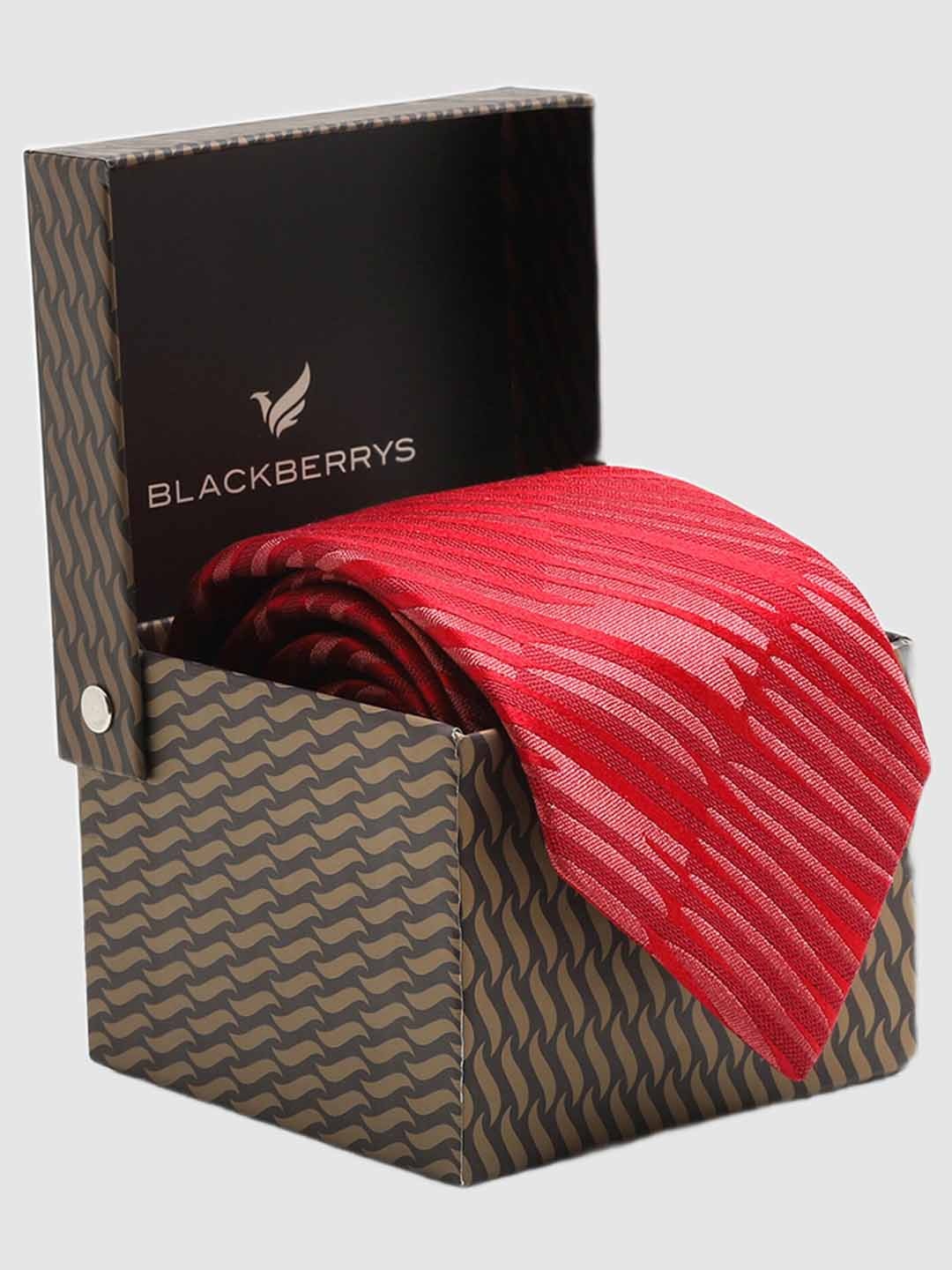 

Blackberrys Woven Design Silk Broad Tie, Red