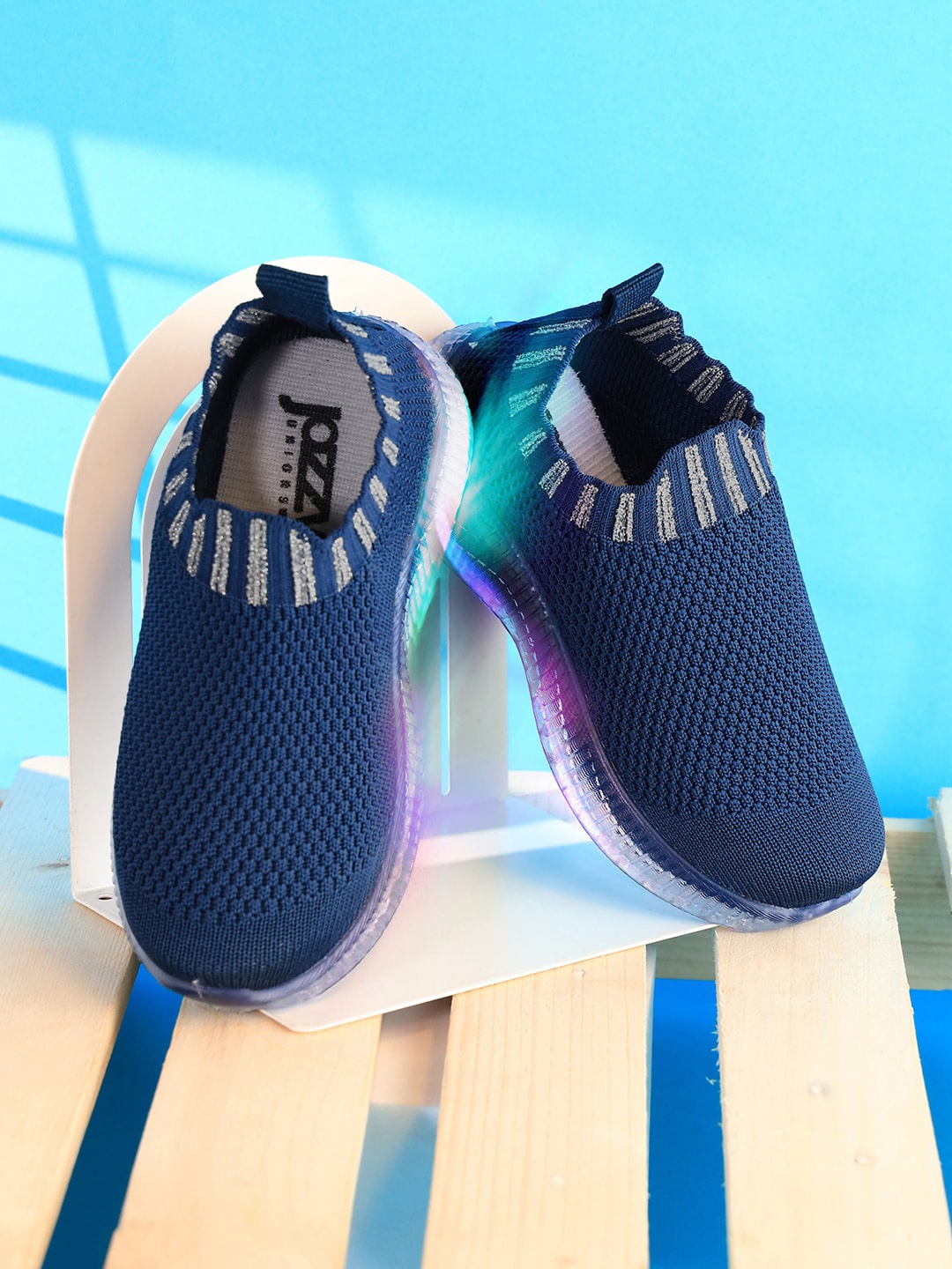

Jazzy Juniors Kids Textured Slip-On Sneakers, Blue
