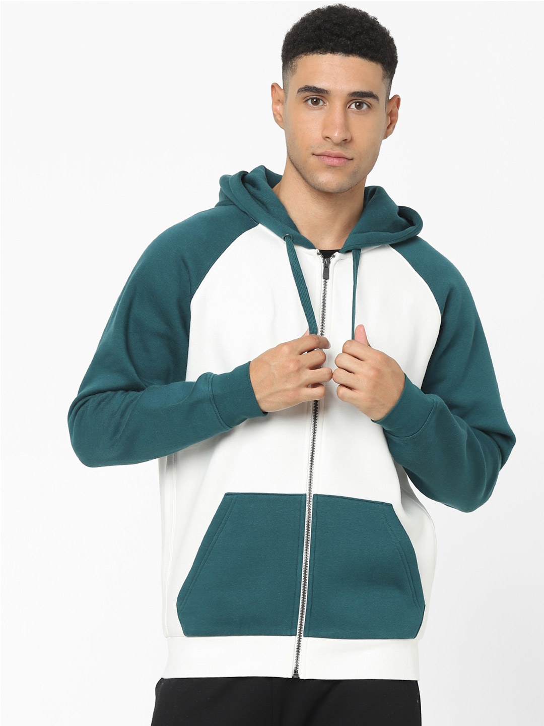 

Celio Colourblocked Hooded Sweatshirt, Green