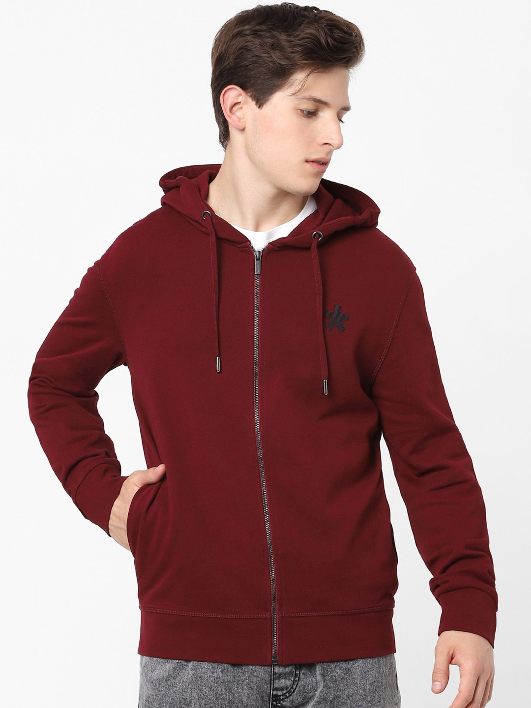 

Celio Hooded Cotton Sweatshirt, Burgundy