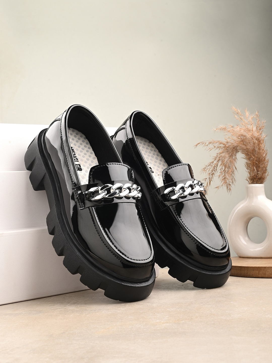 

MENGLER Women Slip-On Horsebit Loafers, Black