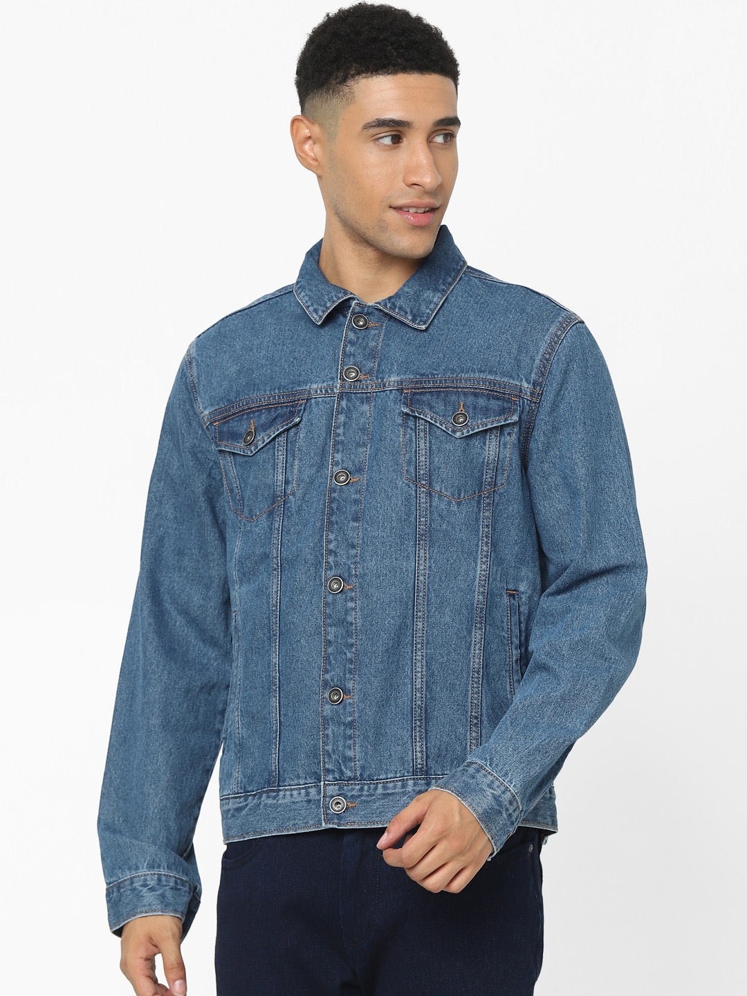 

Celio Washed Denim Cotton Jacket, Blue