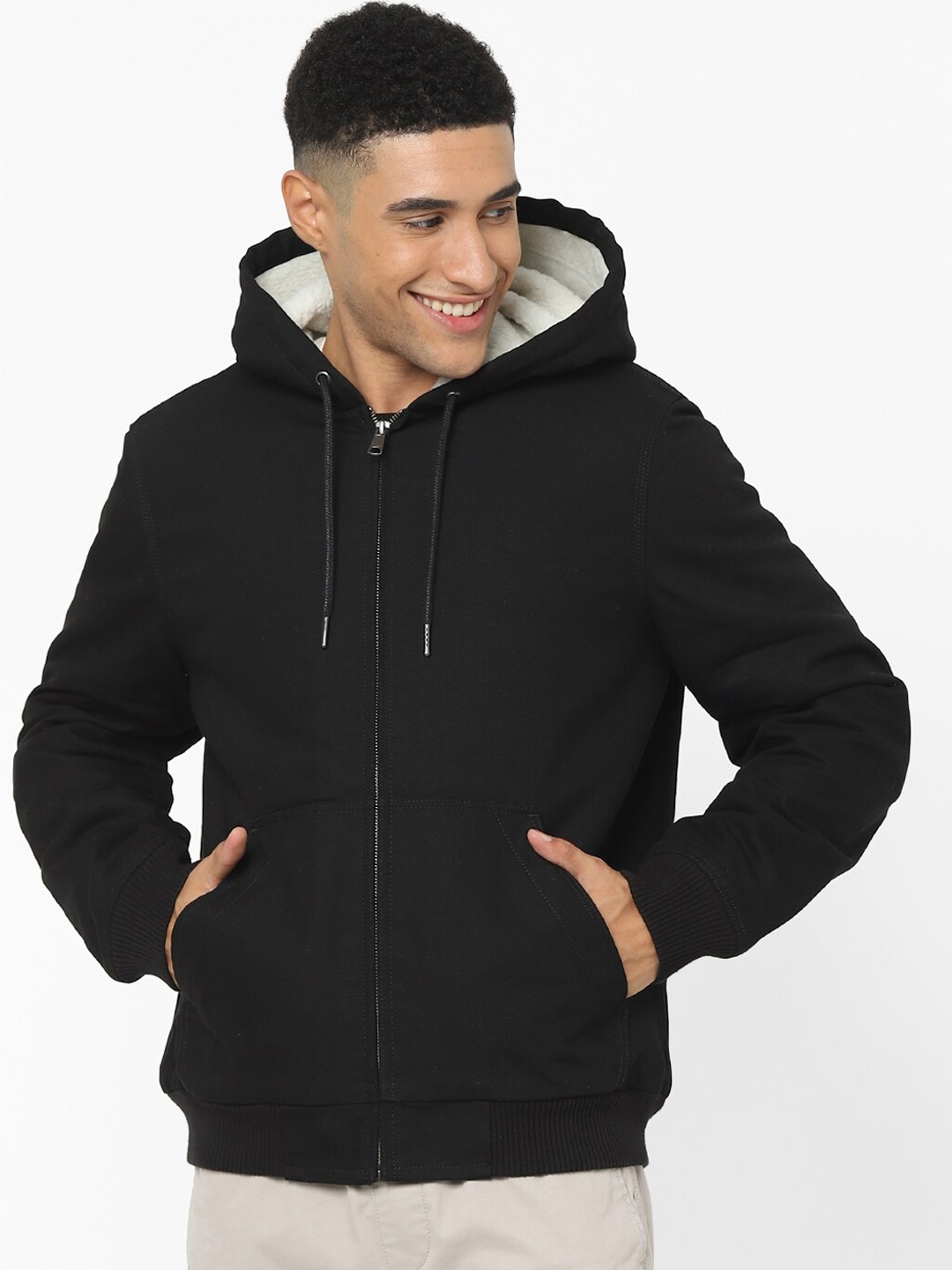 

Celio Hooded Cotton Bomber Jacket, Black