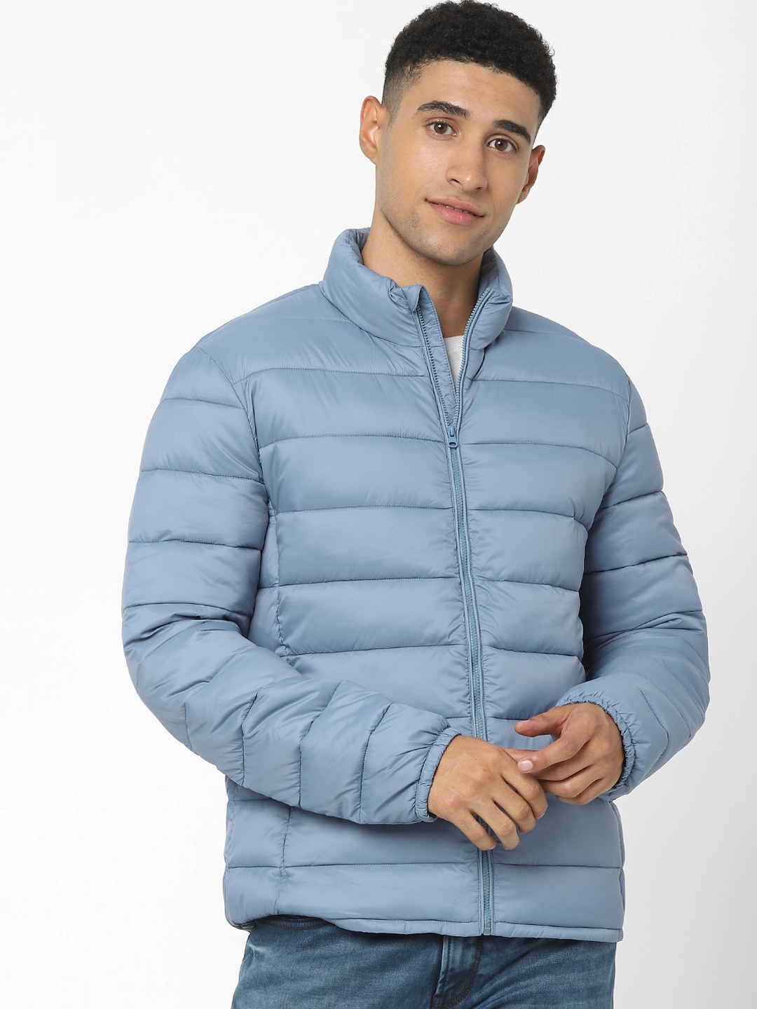 

Celio Mock Collar Puffer Jacket, Blue