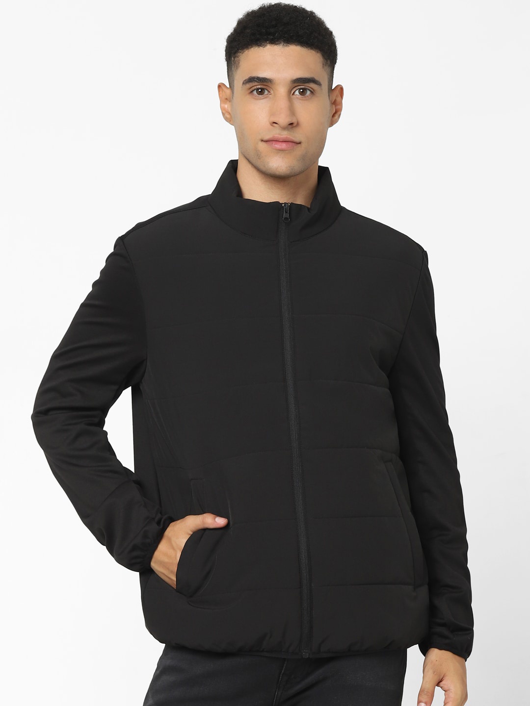 

Celio Mock Collar Puffer Jacket, Black