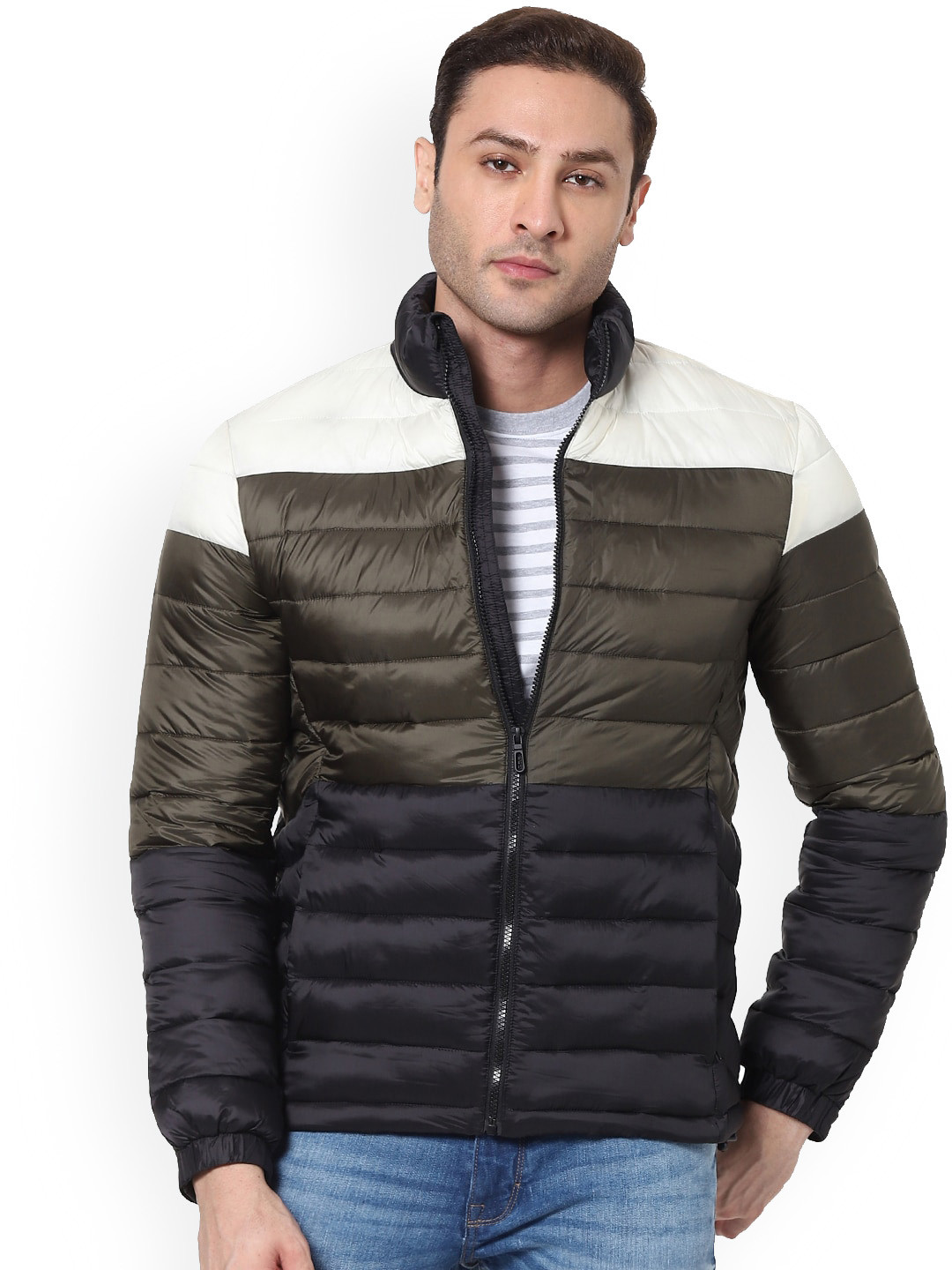 

Celio Colourblocked Puffer Jacket, Off white