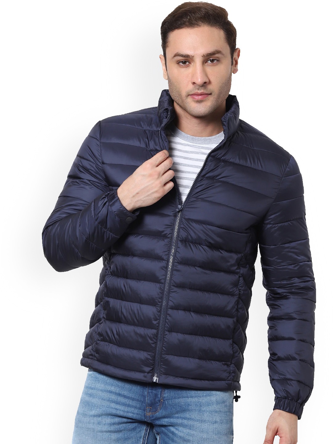 

Celio Mock Collar Quilted Jacket, Navy blue