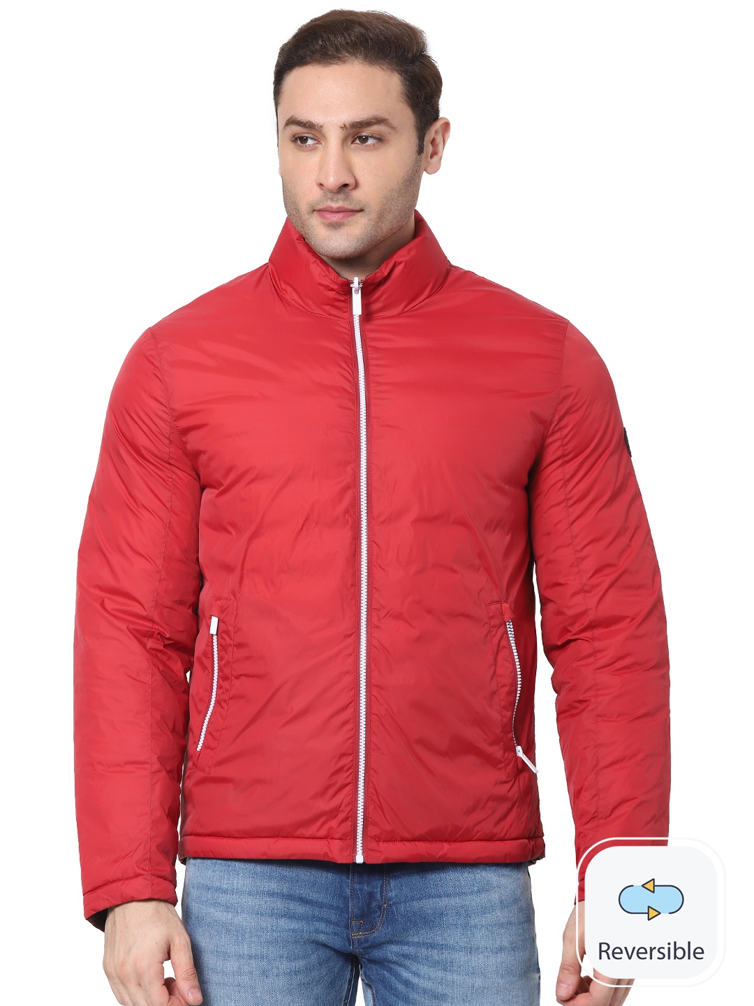 

Celio Mock Collar Long Sleeves Zip Detail Padded Jacket, Red