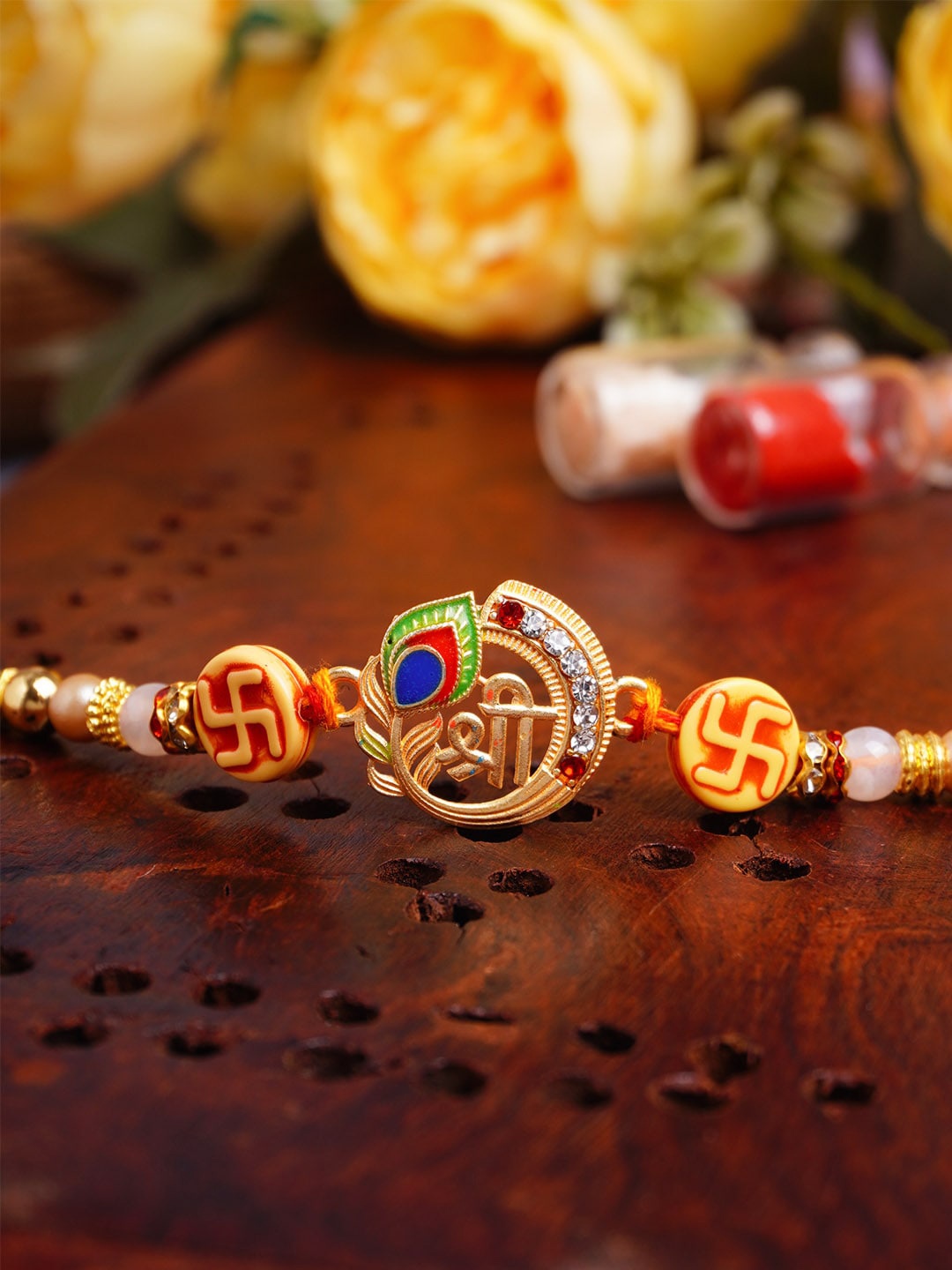 

Urmika Shree Beaded Thread Rakhi, Gold