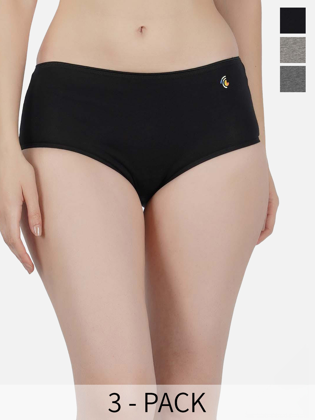 

IMPERATIVE Pack Of 3 Mid-Rise Hipster Briefs, Grey