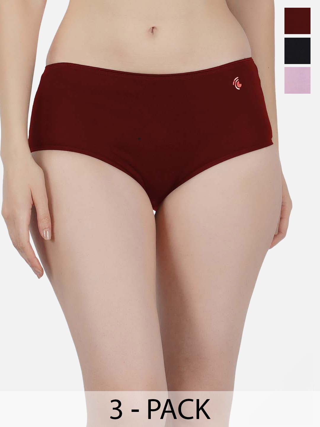

IMPERATIVE Pack Of 3 Mid-Rise Hipster Briefs, Maroon