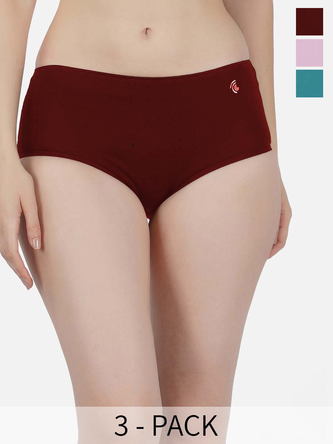 

IMPERATIVE Pack Of 3 High-Rise Hipster Briefs, Maroon