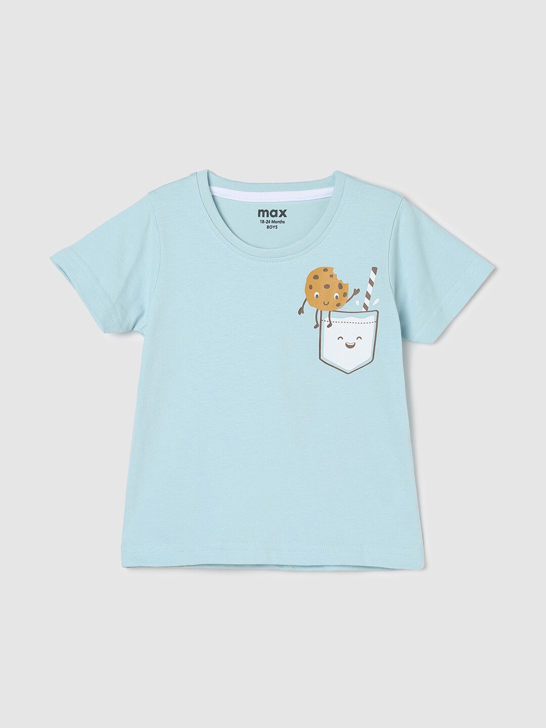 

max Boys Graphic Printed Cotton T-shirt, Blue