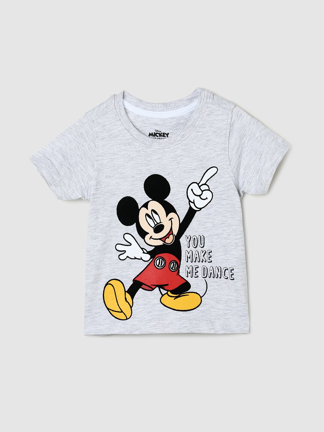 

max Infant Boys Mickey Mouse Printed Pure Cotton T-shirt, Grey