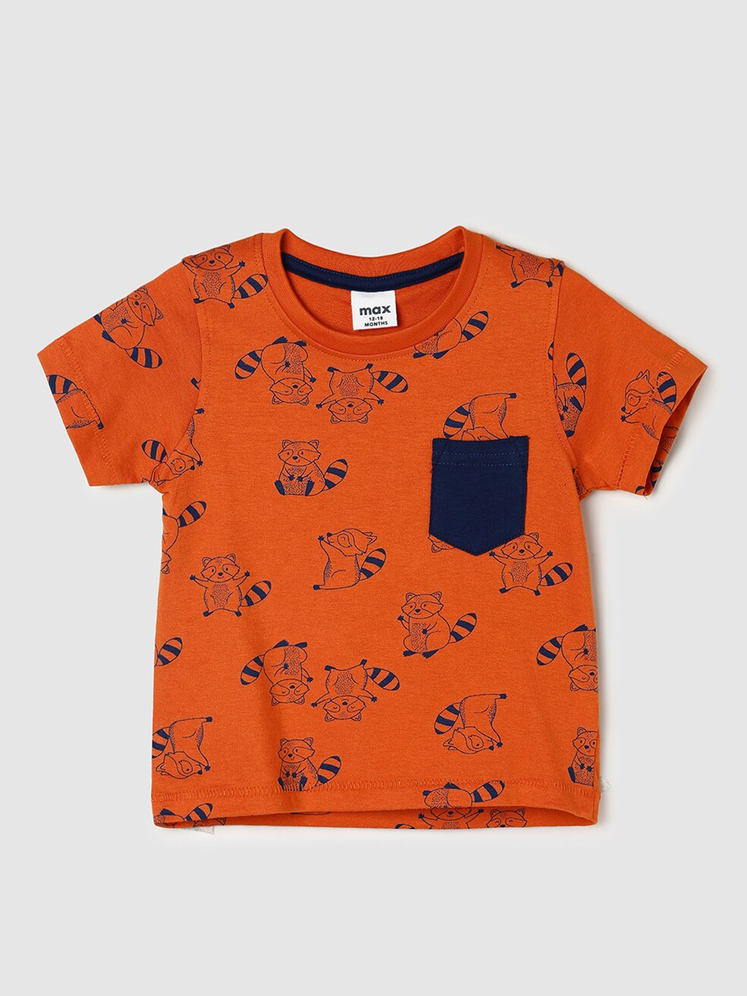 

max Boys Convesational Printed Pure Cotton T-Shirt, Orange