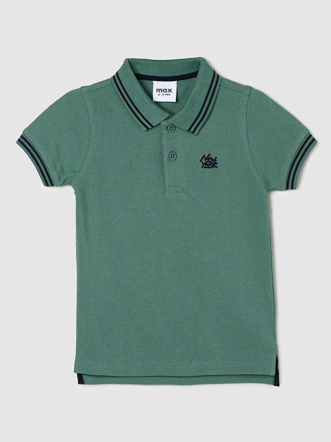 

max Boys Polo Collar Cotton T-Shirt, Green