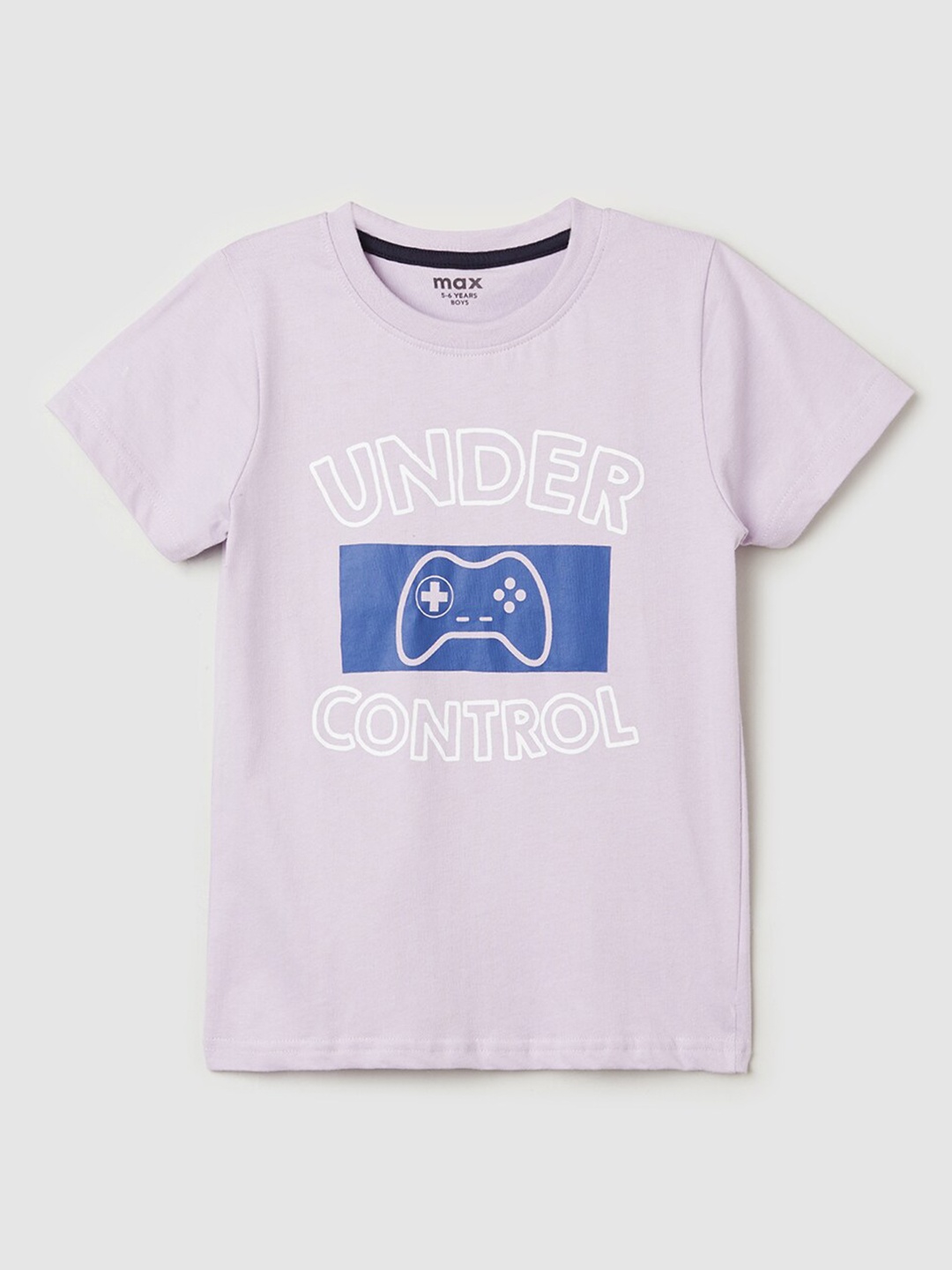 

max Boys Typography Printed Pure Cotton T-Shirt, Purple