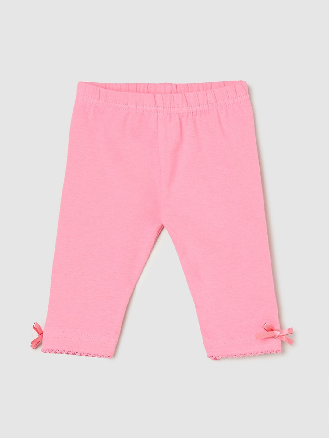 

max Infants Girls Bow Detail Cotton Ankle Length Leggings, Pink