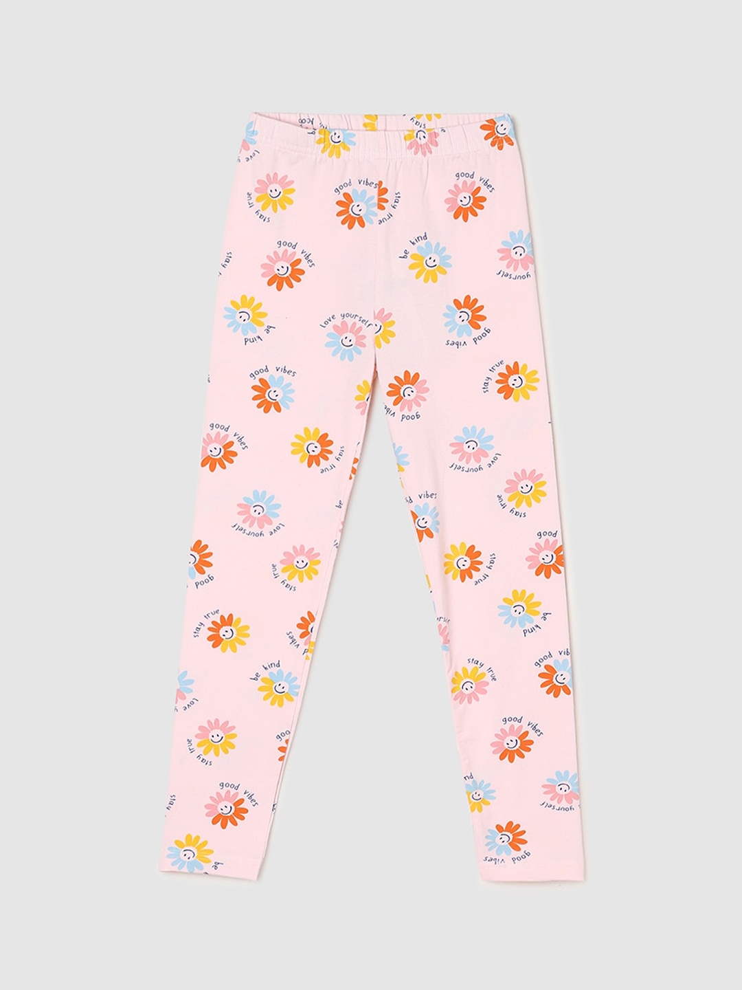 

max Girls Printed Pure Cotton Ankle Length Leggings, Pink