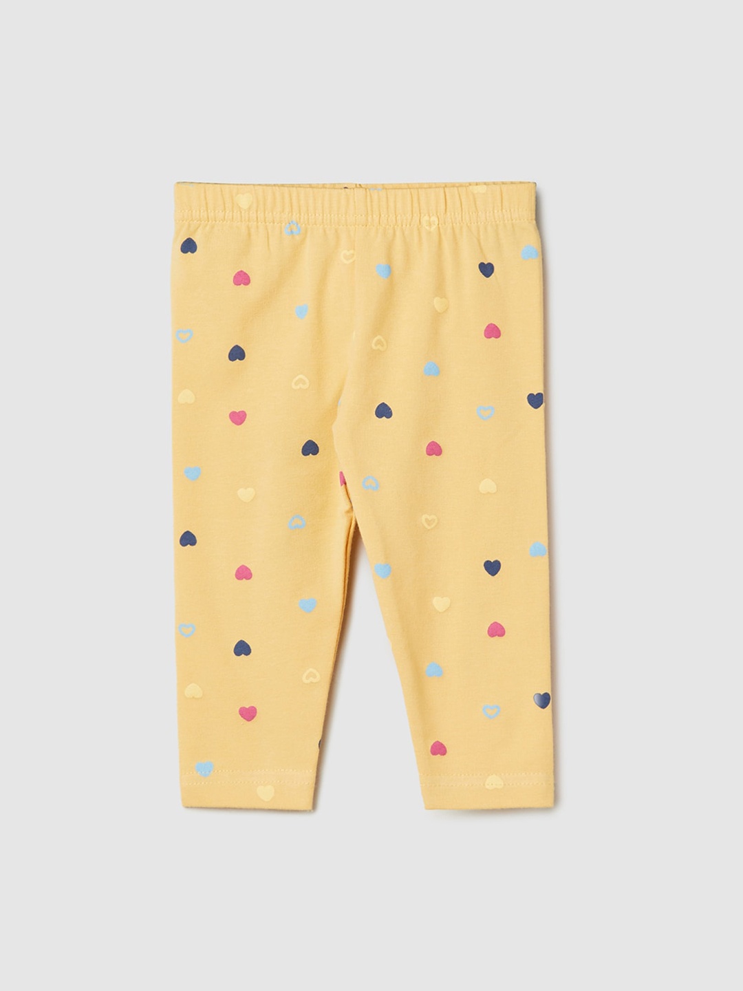 

max Infants Girls Printed Cotton Ankle Length Leggings, Yellow
