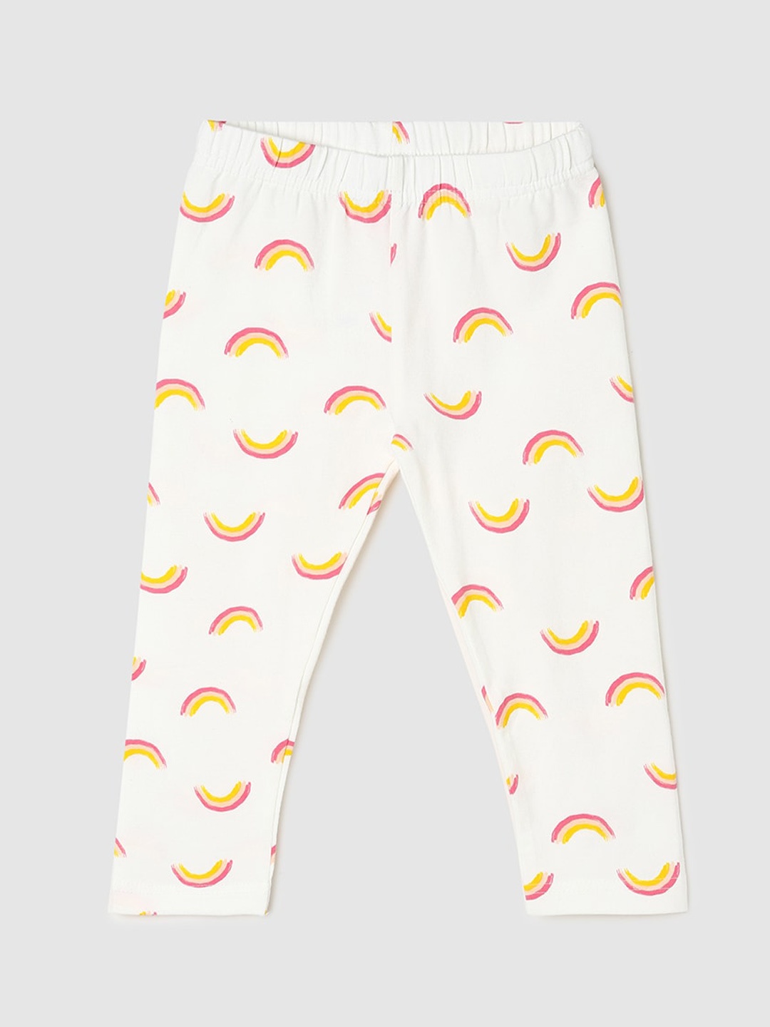 

max Girls Conversational Printed Pure Cotton Leggings, White
