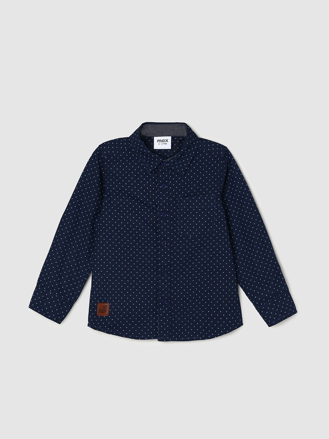 

max Boys Opaque Geometric Printed Pure Cotton Casual Shirt, Blue